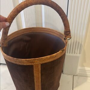 Brown and Tan Bucket Bag